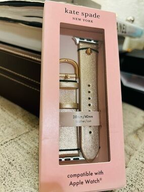 kate spade Metallic Gold Leather Apple Watch Band NWT